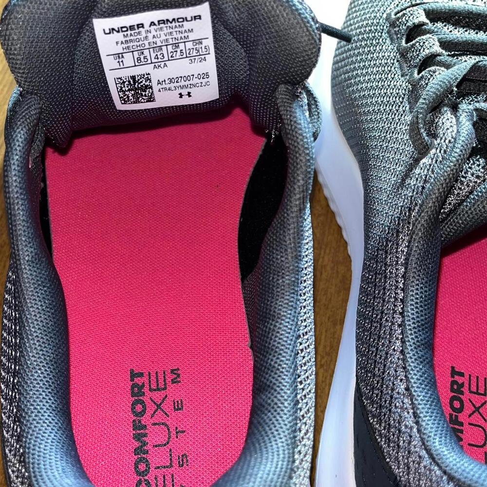 Under Armour Women's Charged Surge 4 Sneaker Shoes Gray White Pink Size 11 New - Picture 6 of 8